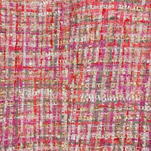 Fashion Nova Pink Tweed Fringe Jacket Boho Festival Barbie Western Preppy sz M - Picture 6 of 10